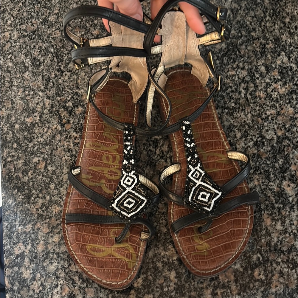 Black Beaded Women's Sandals
